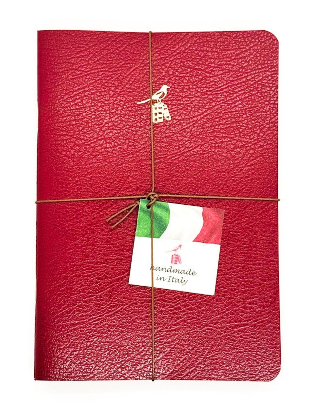 “Bieffe”red leather set of 3 notebooks hand made in Italy